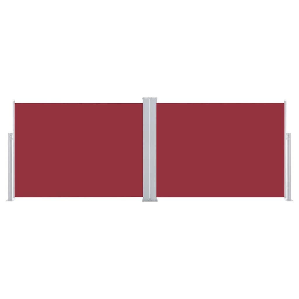 Toldo lateral extensible rojo 120 x 1000 cm, toldo lateral de tejido de poliéster rojo, 1000 cm de longitud, toldo con mecanismo de enrollado automático