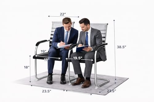 Image of TOBY Cantilever Office Visitor Chair Set of 2 | Breathable Mesh Back & Padded Seat | Conference & Reception Chairs with Armrests | Sturdy Chrome Frame, Non-Slip Feet (2 Chair)