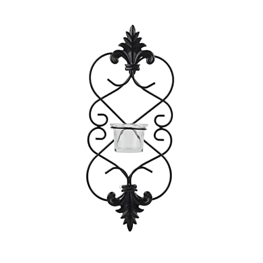 Ljushållarstolpe Nordic smides järnglasljushållare vägg hängande ljushållare lämplig for middag vardagsrum kök matsal Bordsljusstake (Color : A)