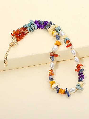 Image of Yellow Chimes Necklace for Women and Girls Fashion Choker Necklace for Women Carnelian Stone Pearl Choker Necklace for Girls | Birthday Gift for Girls and women