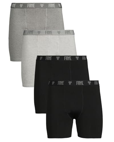 Frye Mens Boxer Briefs 4-Pack, Spandex-Cotton Boxer Briefs with Logo Waistband, Mens Underwear Cotton Stretch