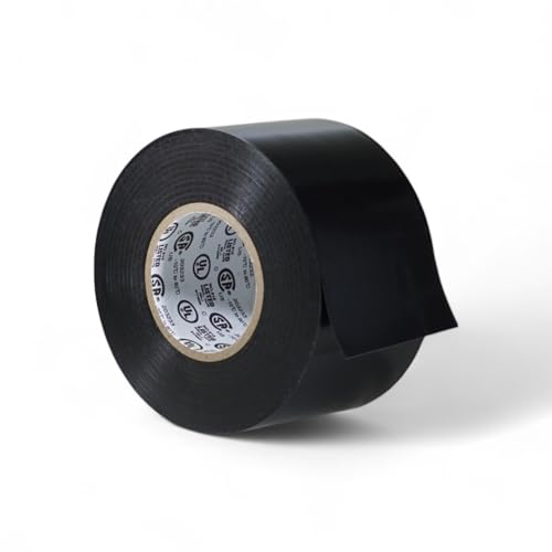 GGR Supplies T.R.U. EL7566-AW Professional Grade Rubber Black PVC Electrical Tape, Rated up to 600 Volts and 176 F - UL/CSA/CE Listed Synthetic: 2 in. x 66 Ft. (8 Mil)