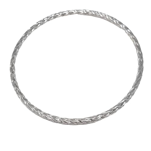 Bracelet Jonc en Argent 925 Massif Haute Brillance Diamond Cut 3mm