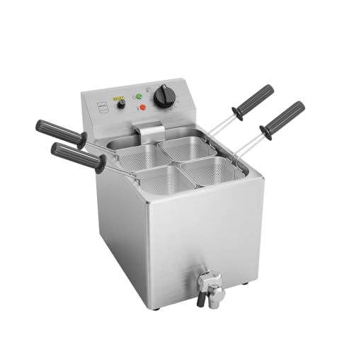 METRO Professional Cuiseur à Pâtes électrique en Acier Inoxydable, 8 L, 3150 W, avec Robinet de Vidange, 4 Paniers, Argent