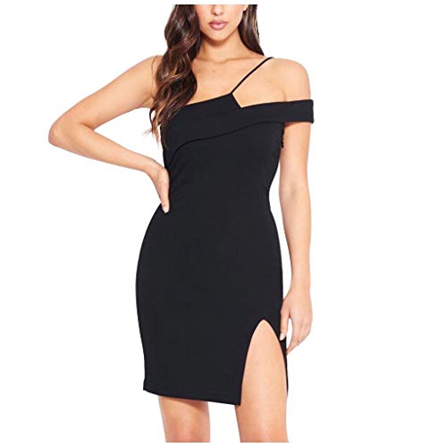 Preisvergleich Produktbild KIMODO Kleider Damen Glitzer Minikleider Elegant Rückenfreies Slim Shoulder Röhrenkleid Lässig Locker Schlankes Tube Top Strap Stretchy Partykleider (Schwarz, Medium)