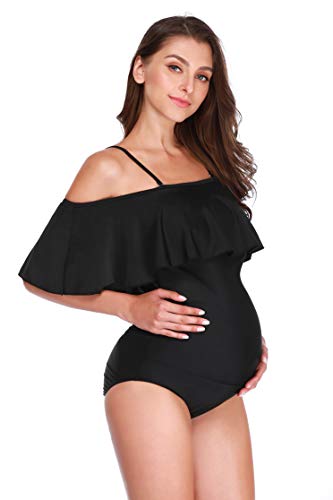 Ginkana Maternity Swimsuits Maternity Swimwear Womens Summer Bikinis Tankini Pregnancy Beachwear Black thumb #2