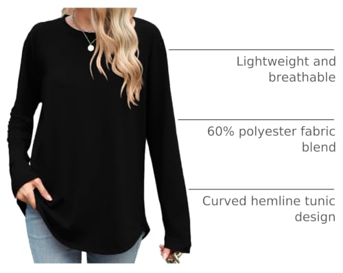 Image of Elesomo Womens Shirts Casual Crew Neck Short /Long Sleeve Tunic Tops Tees