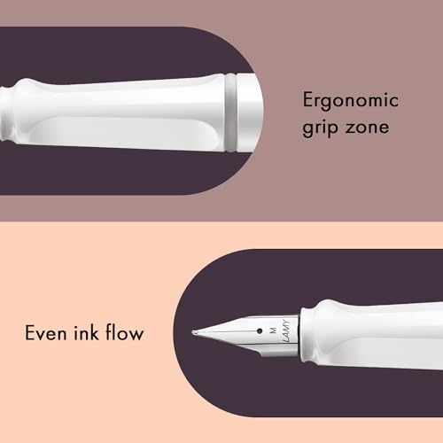 Image of Lamy Safari White Fountain Pen Medium Nib with T10 Blue cartridge and Z28 Convertor