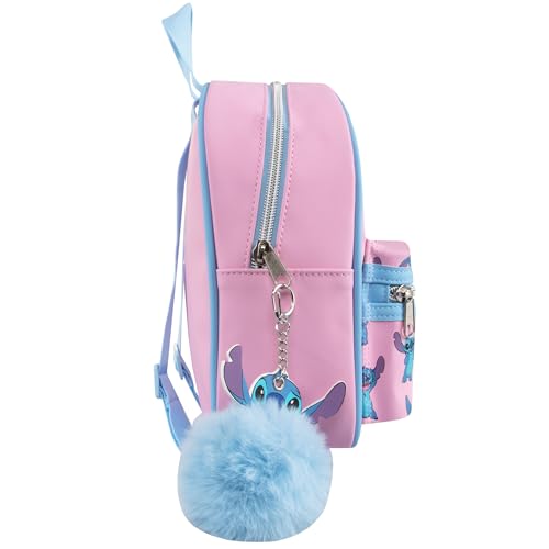Disney Stitch Mini Backpack | Girls Mini Backpack With Stitch Keychain | Small Rucksack For Girls | One Size Pink - image 8