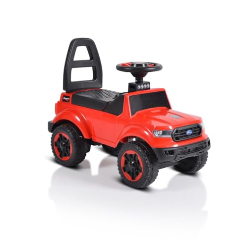 Moni Kinderauto Rutschauto Fancy 901 Musikfunktion Lenkrad Rückenlehne bis 23 kg, Farbe:rot – Bild 3