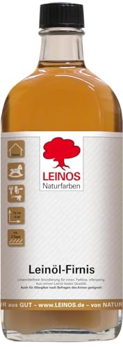 LEINOS Leinöl-Firnis 230 – 0,25 L für innen und außen – offenporige Grundierung für stark saugende Untergründe wie Hirnholzparkett, Kork, Terracotta – lösemittelfrei – ohne Filmschutz außen