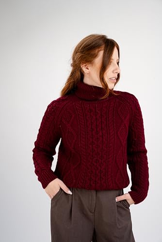 Image of SAOL Women's Wool Sweater Irish Cable Knit Jumper Made in Ireland