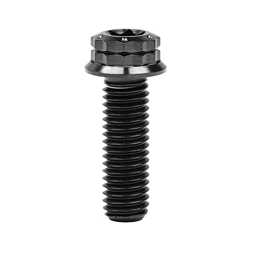 Image of Titanium Flange 12 Point Head M8 x15 20 25 30 35 40 45 50 55 60 65mm Screw Bolt Pack of 4 (M8x25mm, Black)