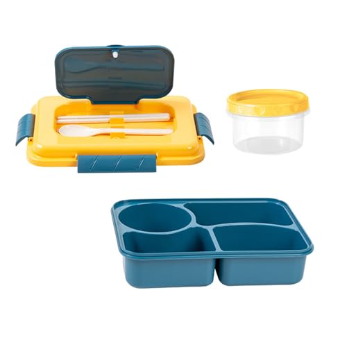 Recipiente apilable para preparación de comidas con secciones divididas, cuenco de sopa, juego de cubiertos, lonchera apta para microondas para viajes, recipiente de preparación de comidas de