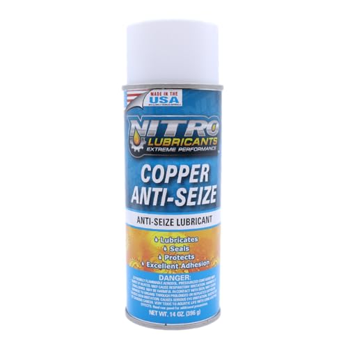 Nitro Lubricants Copper AntiSeize - 14oz HighTemp AntiSeize Spray for Nuts Bolts Studs Bearings & Slides; Prevents Seizing Galling & Corrosion in Intensive Industrial & Automotive - Made in USA