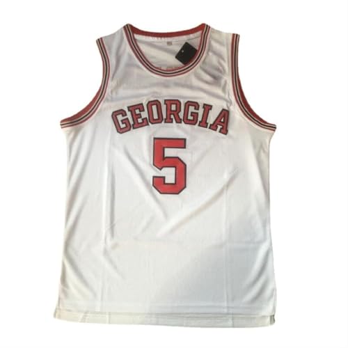 Men's State College #5 Retro Vintage Throwback Basketball Jersey Embroidered White (US, Alpha,...