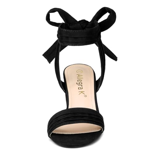 Allegra K Women's Open Toe Ankle Tie Back Block Heels Sandals2