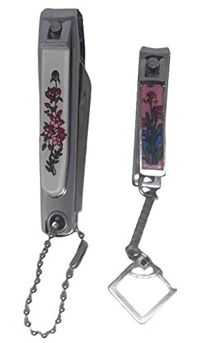 RCare Combo - Cortador de uñas de acero inoxidable de tamaño pequeño para viajes y tamaño mediano para uñas gruesas y finas para mujeres, hombres y niños (paquete de 2)