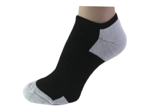 COUVER no show running athletic socks with breathable mesh, BLACK with GRAY, Size Large