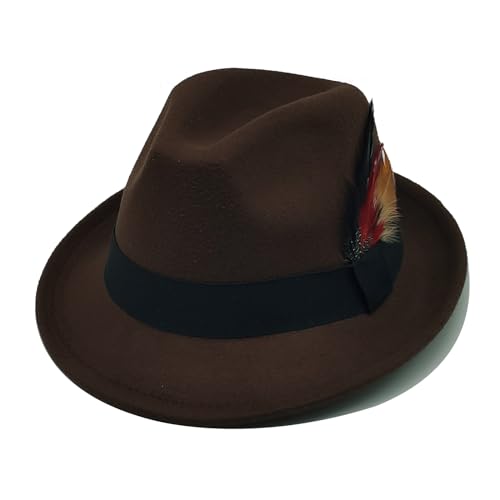 Image of Unisex Trilby Hats Classic Fedora Hats for Women Men Dress Hats Felt Short Brim Fedoras Hat Panama Hat with Band