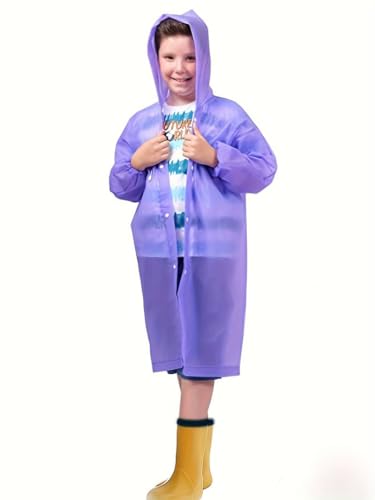 Boolavard 2 Pack Boys Girls Rain Poncho, Reusable Waterproof Hooded Raincoats EVA Rain Ponchos For Outdoor Activities2