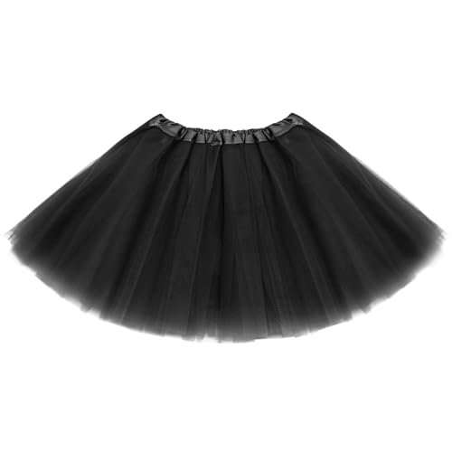 ASKHOPE Tutu for Toddler Girls 4-12 yrs 3 Layer Kids Tutu Skirts Tulle Ballet Tutus Dress Up for Party Halloween Costume, Black, One Size