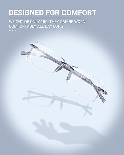 TERAISE Rimless Reading Glasses Comfortable Lightweight Frameless Readers Men Women Blue Light Blocking Computer Glasses