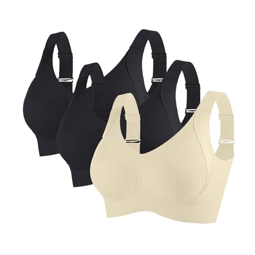 Plus Size Push Up Bras for Women 2/3 Pack Seamless Wireless Supportive Bra Soft Comfort Full Coverage No Underwire Bralettes