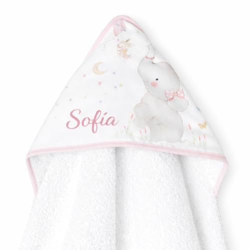 Capa de Baño para Bebe Personalizada 0 a 3 Años Unisex Toalla Recien Nacido 100% Algodon con Capucha Personalizada Comoda Suave para Cuidado de la Piel para Piscina + Regalo Baby Shower Niña/o