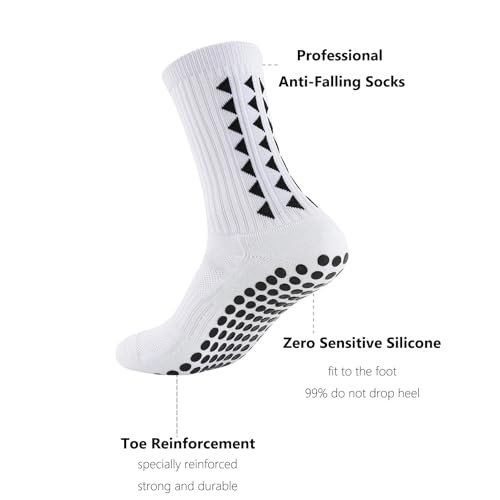 3 Pairs Non Slip Football Socks, Football Grip Socks for Men, Soccer Socks with Rubber Dots for Yoga Running Hiking