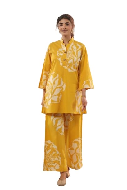 jisora Women's Yellow Printed Cotton Co-ord Set-picture-16