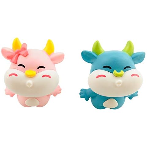 HoneyToys 2pcs Resin Mini Cows, Miniature Figurines, Fairy Garden Accessories, Fairy Garden Supplies, Fairy Garden Animals for Fairy Garden, Plant Pots, Bonsai Craft Decor Cover