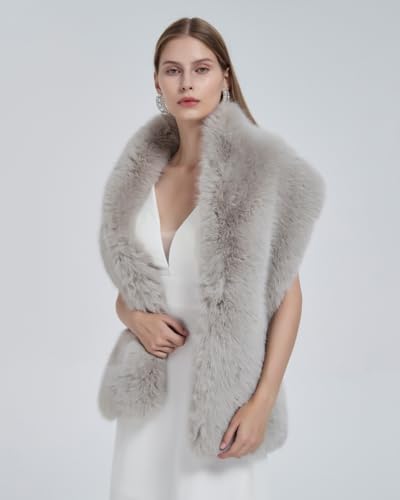 Women Faux Fur Wrap Shawl Winter Warm Fur Scarf Collar Wedding Evening Party Cape4