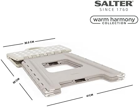 Salter LASAL71243EU6 Warm Harmony Step Stool, Large Folding Step-Up Footstool, Anti-Slip Surface, Carry Handle, Compact Storage, For Cleaning And DIY, Max Weight 150 kg