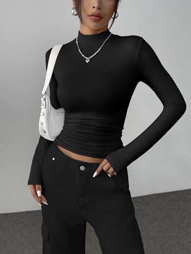 Zeagoo Womens Long Sleeve Shirts Mock Neck Basic Slim Fitted Tops Lightweight Stretch Base Layer T-Shirt3