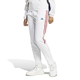 adidas Women's Tiro Cut 3-Stripes Track Pants, White/Team Navy Blue/Better Scarlet, Small