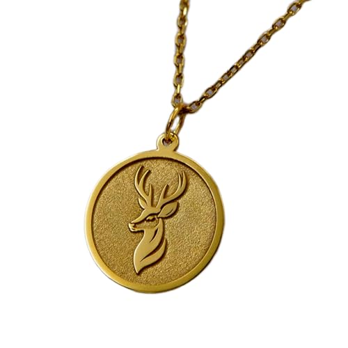 Collier pendentif pièce cerf en argent sterling plaqué or pour un style raffiné
