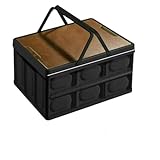 Sexybala 収納ボックス キャンプ 折りたたみ コンテナ アウトドア 収納ケース ふた付き 大容量 積み重ね可能 多機能 テーブル 組立簡単 衣類 衣装 車載収納 引っ越し 軽量 折り畳み スタッキング おしゃれ (ブラック,42*28.5*23.5 cm) [並行輸入品]