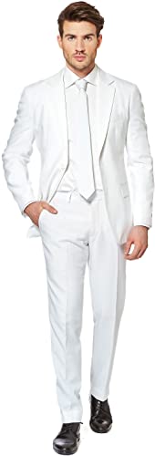 OppoSuits Solid Color Party Suits for Men - White