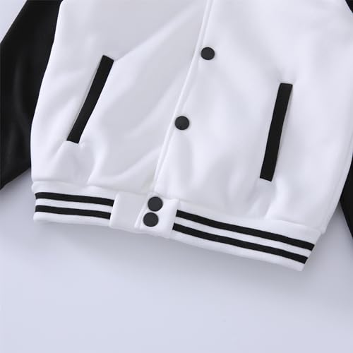 Image of Kids Baseball Jackets Boys Girls Fit Varsity Jacket Casual Lightweight Plain Button Cardigan School Coat