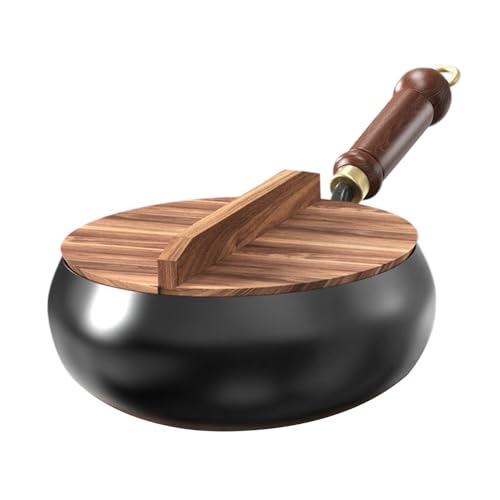 Eisenwok para cocinar, woks de hierro fundido | wok multifuncional no acelerado con mango antiescenas, utensilios de cocina de hierro de 24 cm de diámetro para cocinas de inducción