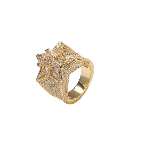 14K Gold Star Moissanite Ring, Unique Flower and Star Design, Ideal Jewelry for Trendy Women