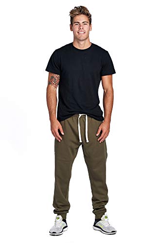 Image of ProGo Men's Casual Jogger Sweatpants Basic Fleece Marled Jogger Pant Elastic Waist