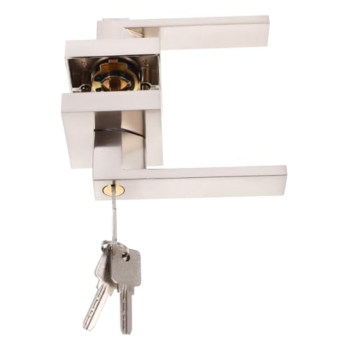 FONDOTIN Manilla de Puerta de Aluminio con Cerradura y Llave Pomo Redondo para Puertas Interiores y Exteriores Acabado Mate Protección Segura para Habitaciones Cocinas y Baños