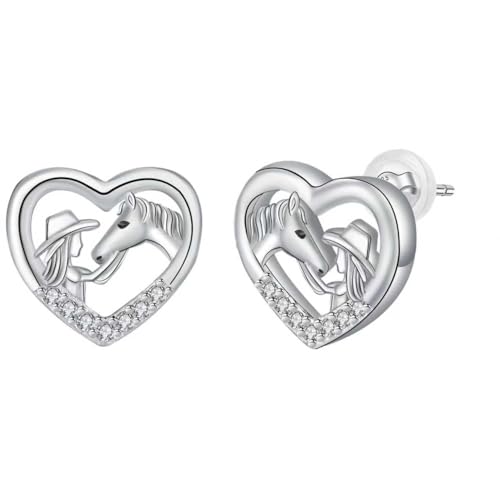 J.MOULING Boucles d'oreilles Cheval 925 en Argent Sterling Fille Cheval Boucles d'oreilles Bijoux Boucles d'oreilles Animaux Bijoux Hypoallergéniques Cadeaux...