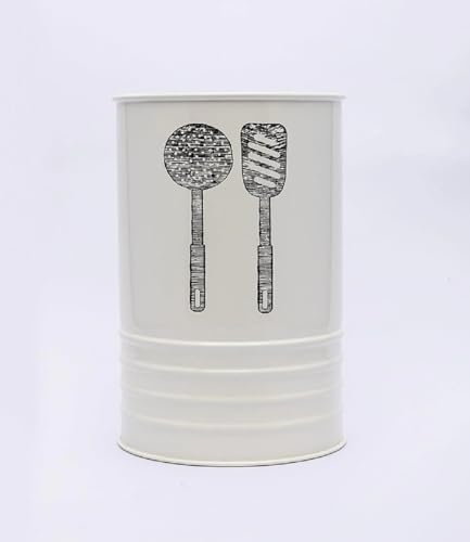 Image of COVETKART Utensils Holder For Kitchen Metal Cutlery Holder For Kitchen Dining Table Counter Top Single Compartment Able For Forks, Knives, Spoons Holder Organizer Basket Cutlery Holder, White