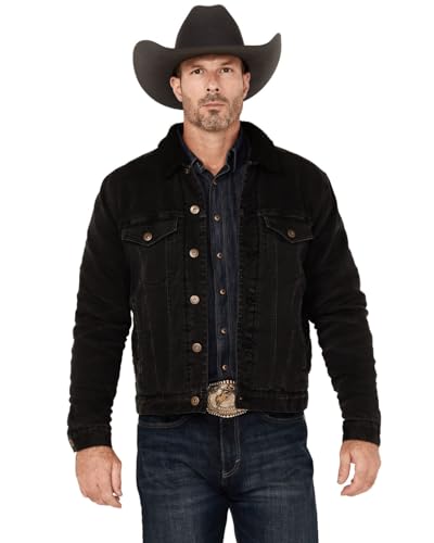 Cody James Men's Outlaw Sherpa Lined Denim Trucker Jacket - Cjho24o2-Blk