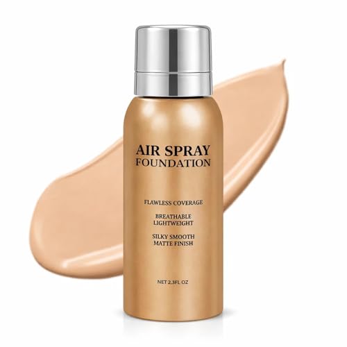 Spray Foundation, Buildable Full Coverage Waterproof Foundation Makeup, Easy to Apply for Flawless Natural Looking Skin, Suitable for Mature Skin (Nude Color)