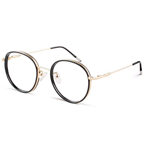 CGID Ronde bril voor heren en dames brillenmontuur Browline half frame TR90 met metalen frame