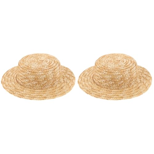 Chapeau de poupée en paille haut de gamme, mini cylindre rond fait main pour création de collection